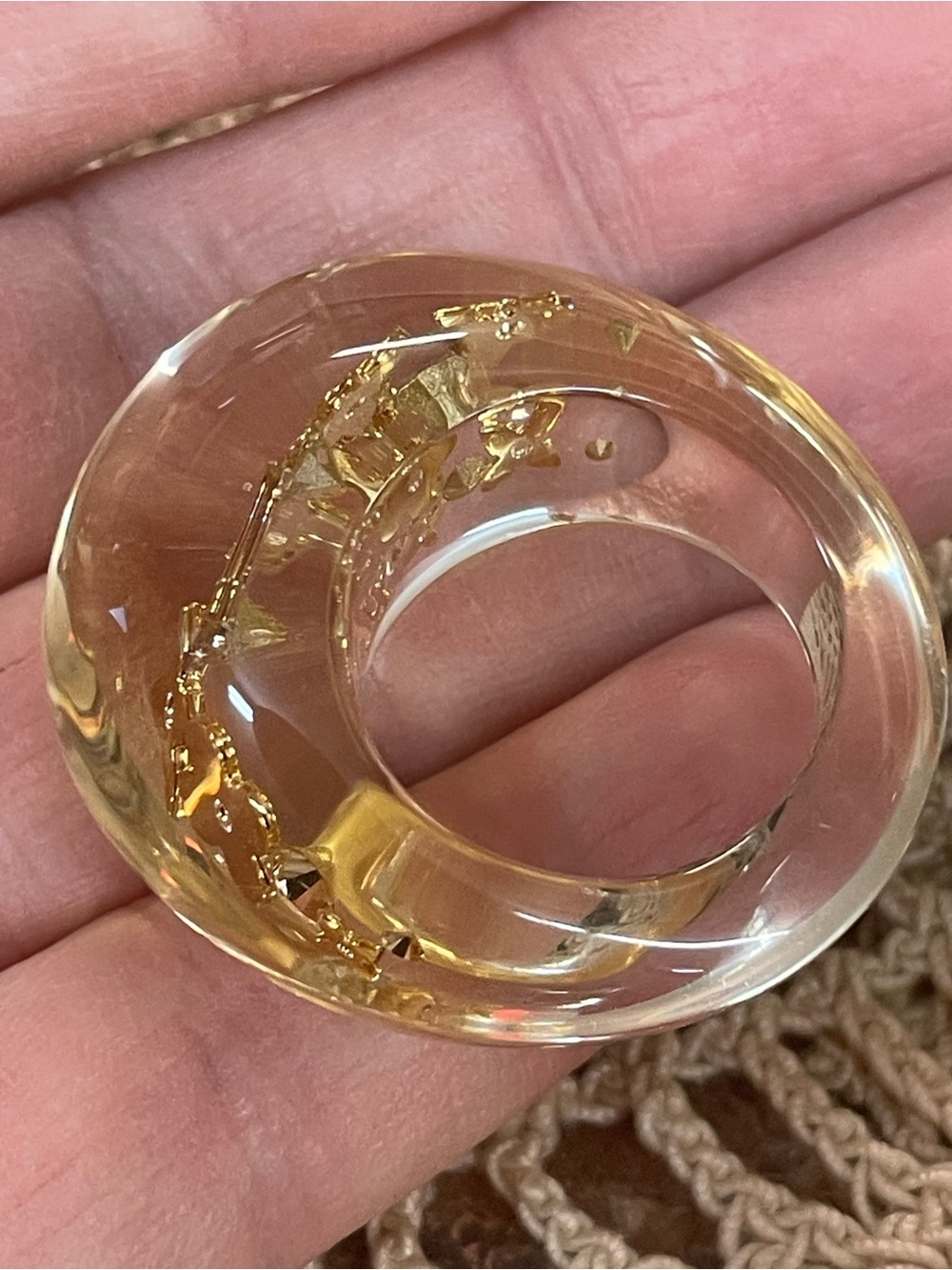 Louis Vuitton Berg COA included Inclusion ring clear resin embeddedgold monogram - Picture 6 of 9